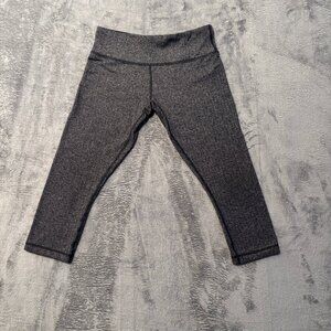 Lululemon Wunder Under Crop Leggings Grey Black Herringbone Women's Size 8